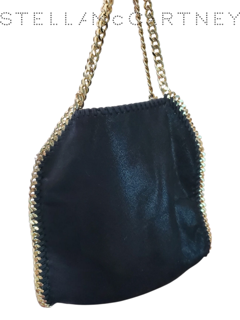 Stella McCartney Mini Falabella Black Gold Fold Over Tote Bag Authenticated - Picture 6 of 16